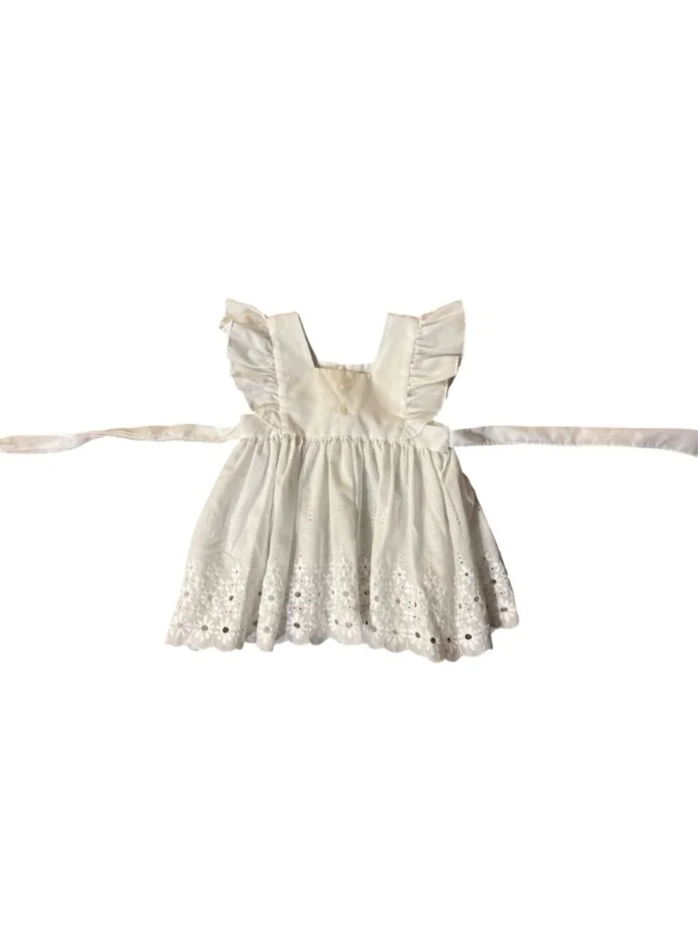 Vintage C.I. Castro & Co Toddler Eyelet Top White Tie Back Blouse 18M? Used Heir